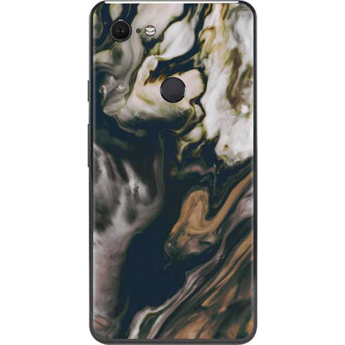 Copper and Black Marble Ink Google Pixel 3 XL Skin